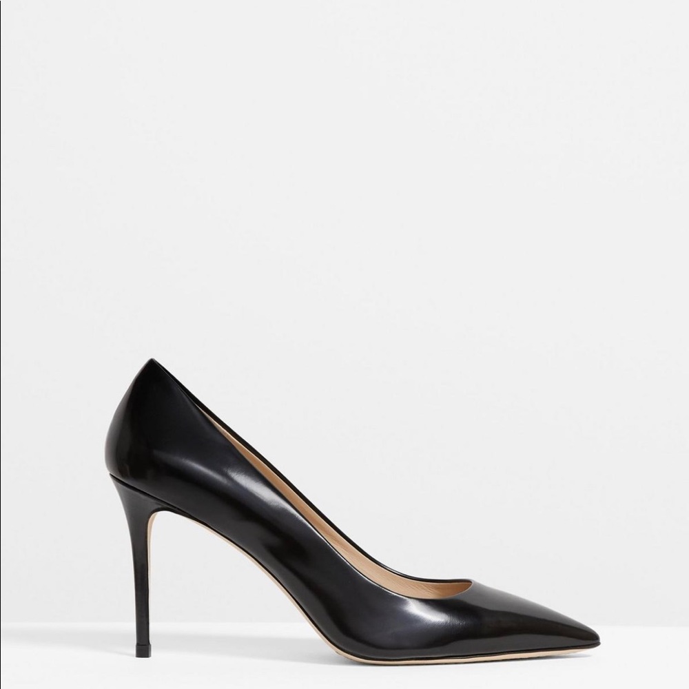 Theory City 85 Pump In Brushed Leather in black